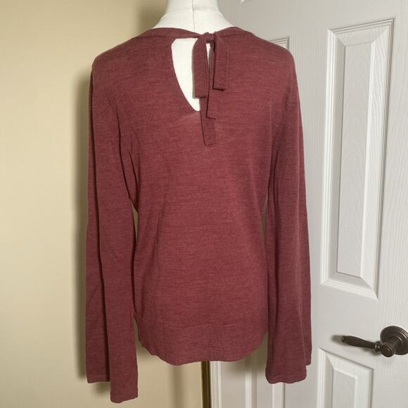 Nanette Lepore Sweater Women's M Tie Back Fine Merino Wool Bell Sleeve - Picture 3 of 6